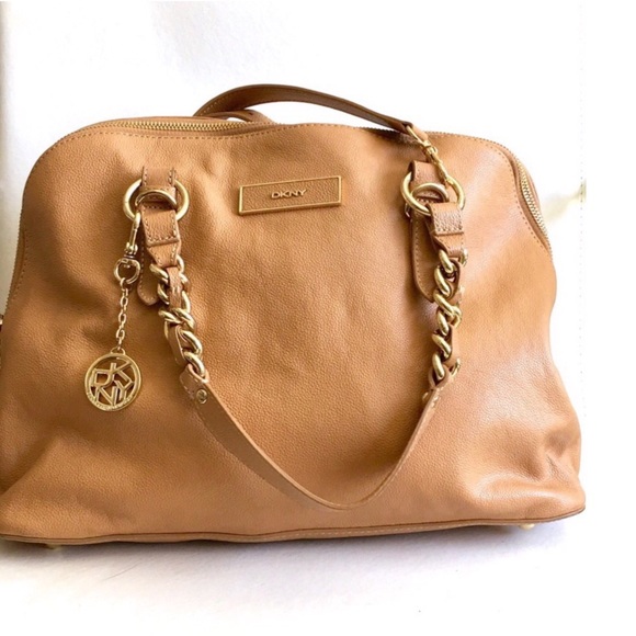 Dkny Handbags - DKNY Tan/Camel Round Satchel